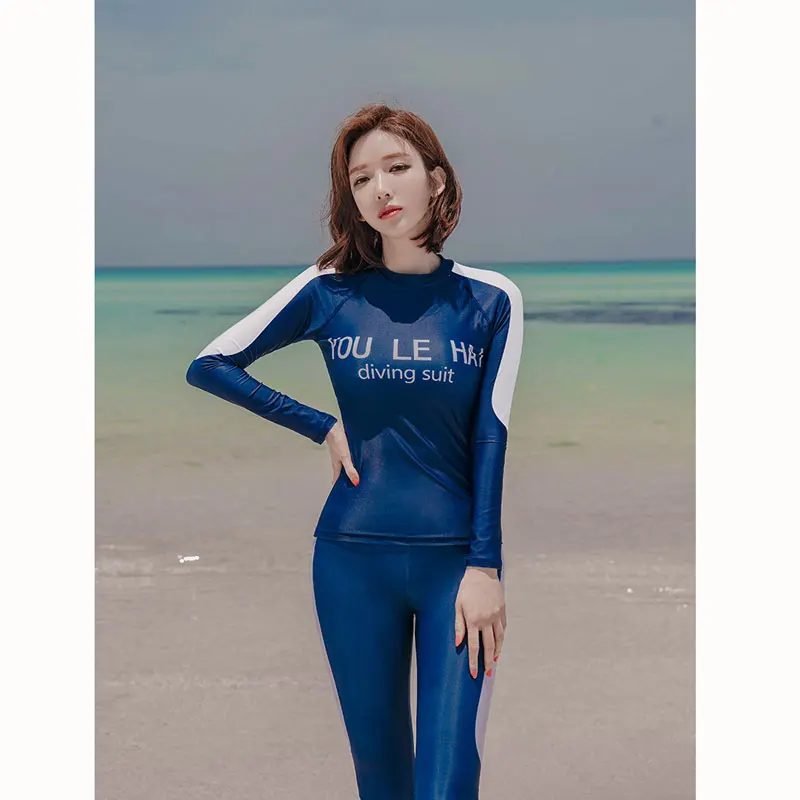 Women's UPF 50+ Rash Guard 3pcs set Long Sleeve Water Beach Surf Swim Shirts Leggings Full UV/Sun Protection Swimwear Activewear | Спорт и