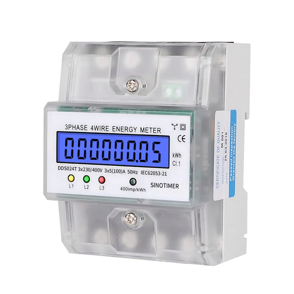 SINOTIMER DDS024T Din Rail 380V 80A 3 Phase 4 Wire Electronic Watt Power Energy Meter Wattmeter KWh LCD Backlight Display
SINOTIMER DDS024T Din Rail 380V 80A 3 Phase 4 Wire Electronic Watt Power Energy Meter Wattmeter KWh LCD Backlight Display