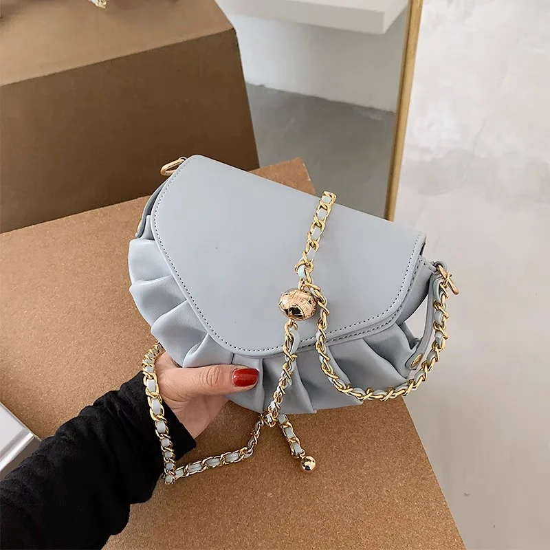 2021 New Pleated Soft Leather Saddle Bag Luxury Fashion High Quality Women's Chain Small Shoulder Bag
2021 New Pleated Soft Leather Saddle Bag Luxury Fashion High Quality Women's Chain Small Shoulder Bag