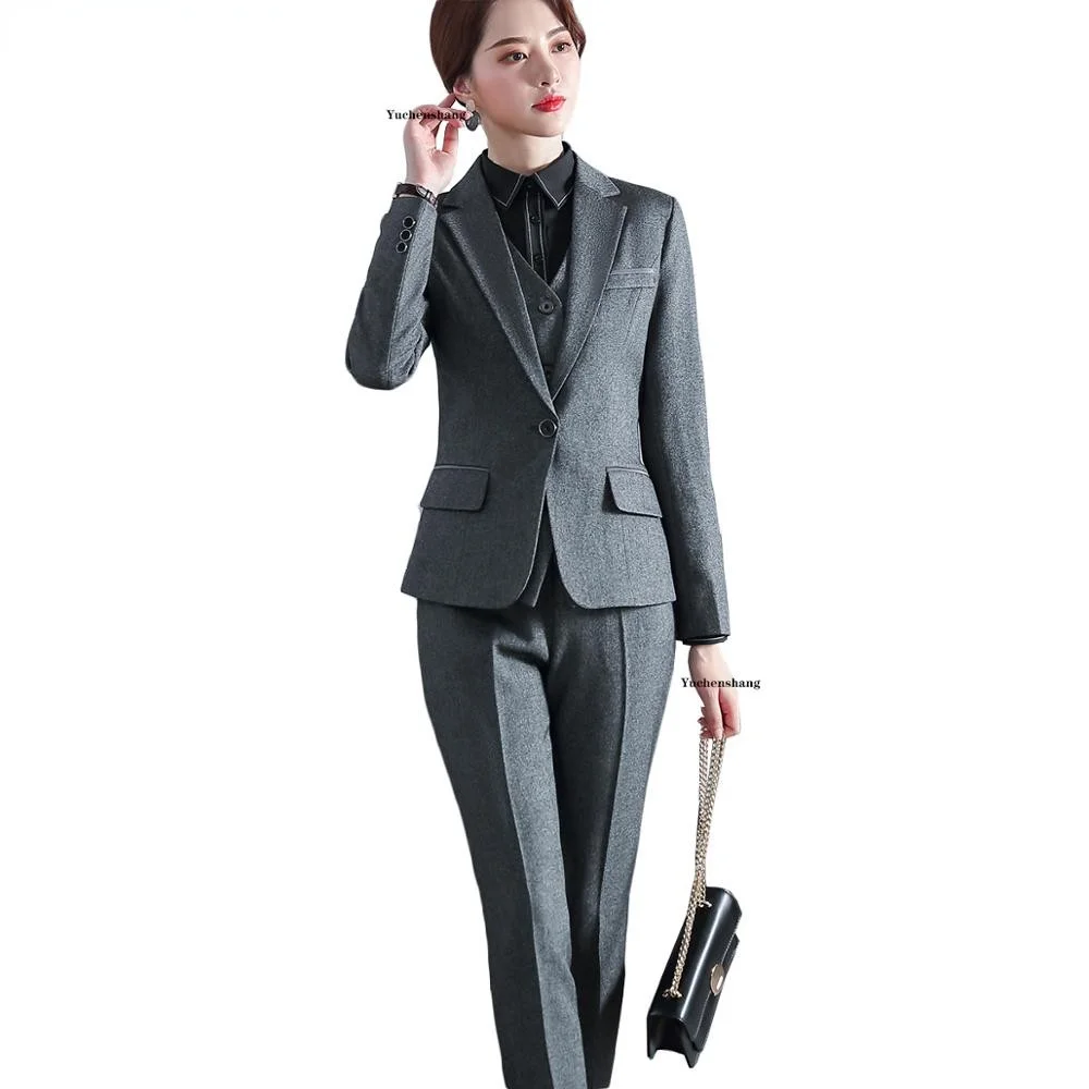 Vest Blazer and Pant Women Pant Suits 3 Pieces Set Office Lady Professional Business Work Career Suit Set Uniform Designs S-5XL
Vest Blazer and Pant Women Pant Suits 3 Pieces Set Office Lady Professional Business Work Career Suit Set Uniform Designs S-5XL