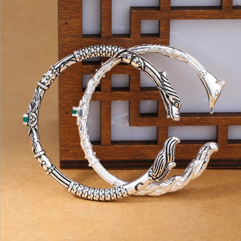 999Silver Jewelry Black Dragon White Fox Bracelet Retro Style Sterling Silver Opening Couple Bracelet Fashion Women's Girl Party
999Silver Jewelry Black Dragon White Fox Bracelet Retro Style Sterling Silver Opening Couple Bracelet Fashion Women's Girl Party