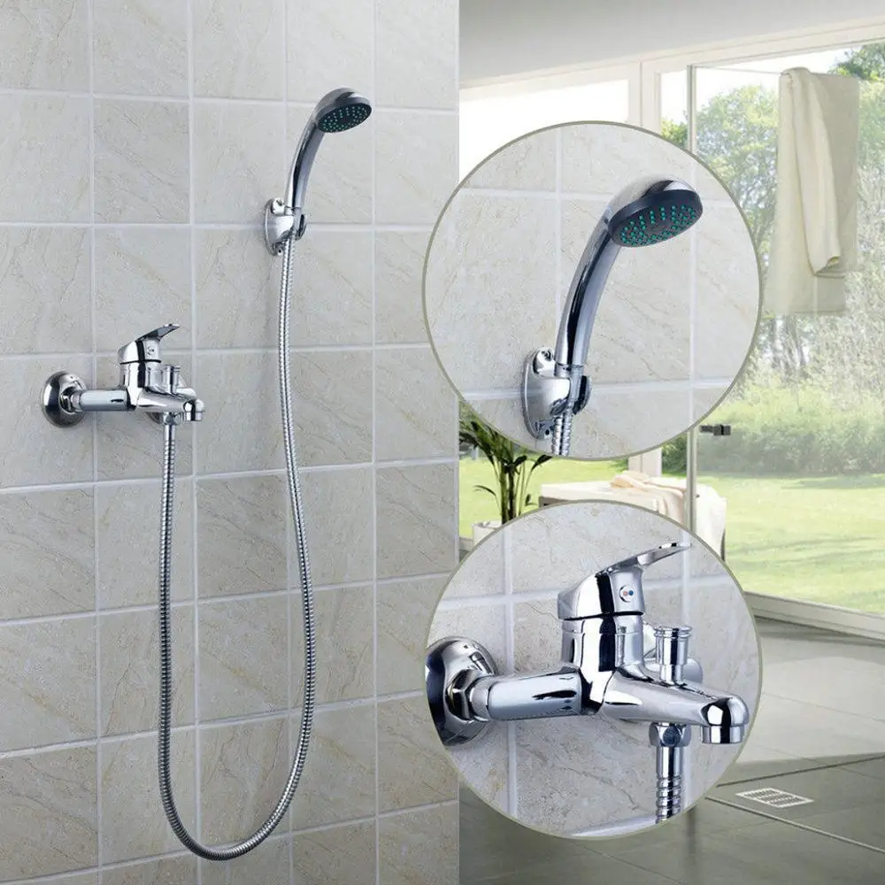 Chrome Wall Mounted Bathroom Bathtub Shower Faucet Set Mixer With Hand Sprayer
Chrome Wall Mounted Bathroom Bathtub Shower Faucet Set Mixer With Hand Sprayer