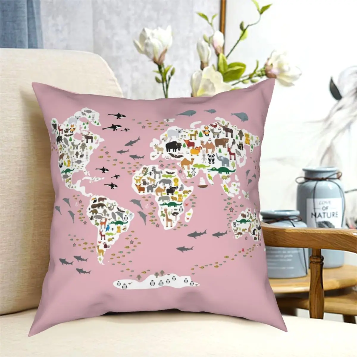 Cartoon Animal World Map Square Pillowcase Creative Zipper Decorative Home Cushion Case 18"
Cartoon Animal World Map Square Pillowcase Creative Zipper Decorative Home Cushion Case 18"