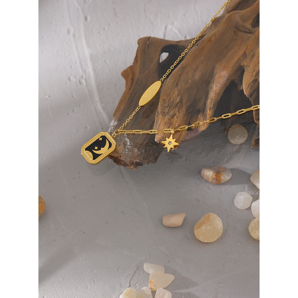 Yhpup 316L Stainless Steel Jewelry for Women Fashion Star Moon Enamel Pendant Collar Necklace Summer Chain 2021 Necklace Gift
Yhpup 316L Stainless Steel Jewelry for Women Fashion Star Moon Enamel Pendant Collar Necklace Summer Chain 2021 Necklace Gift