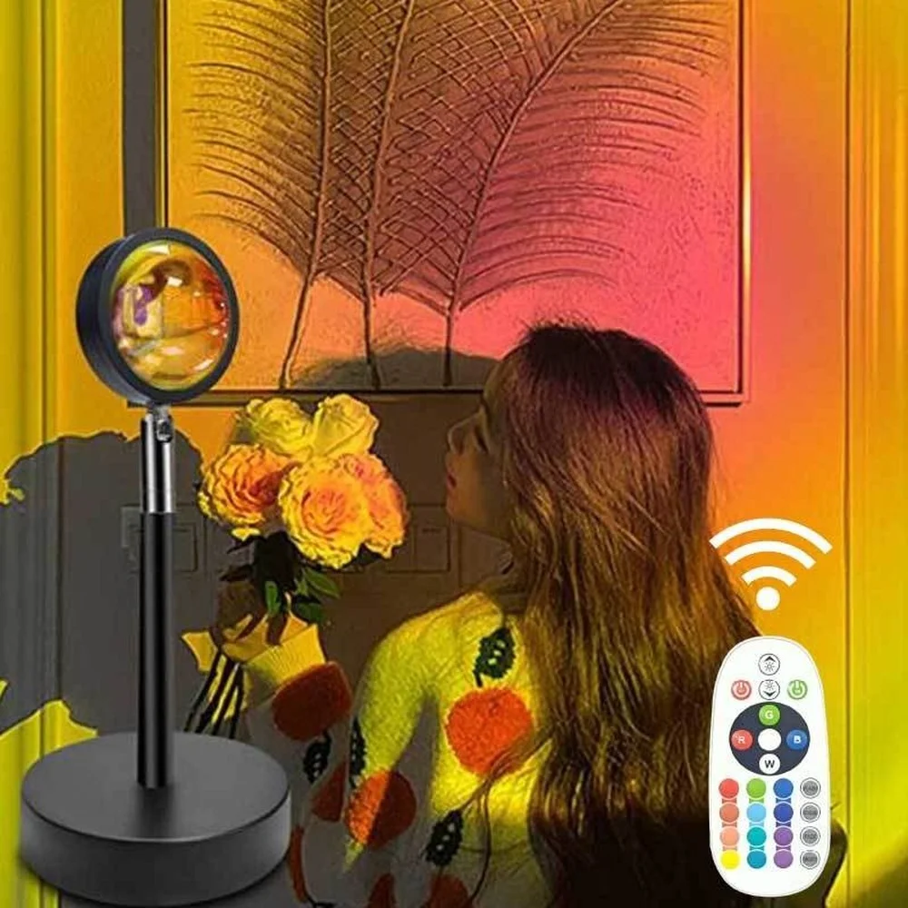 NEW Remote Control RGB Sunset Projection Lamp Rainbow Atmosphere Led Light for Home Bedroom Shop Background Wall Decoration.
NEW Remote Control RGB Sunset Projection Lamp Rainbow Atmosphere Led Light for Home Bedroom Shop Background Wall Decoration.
