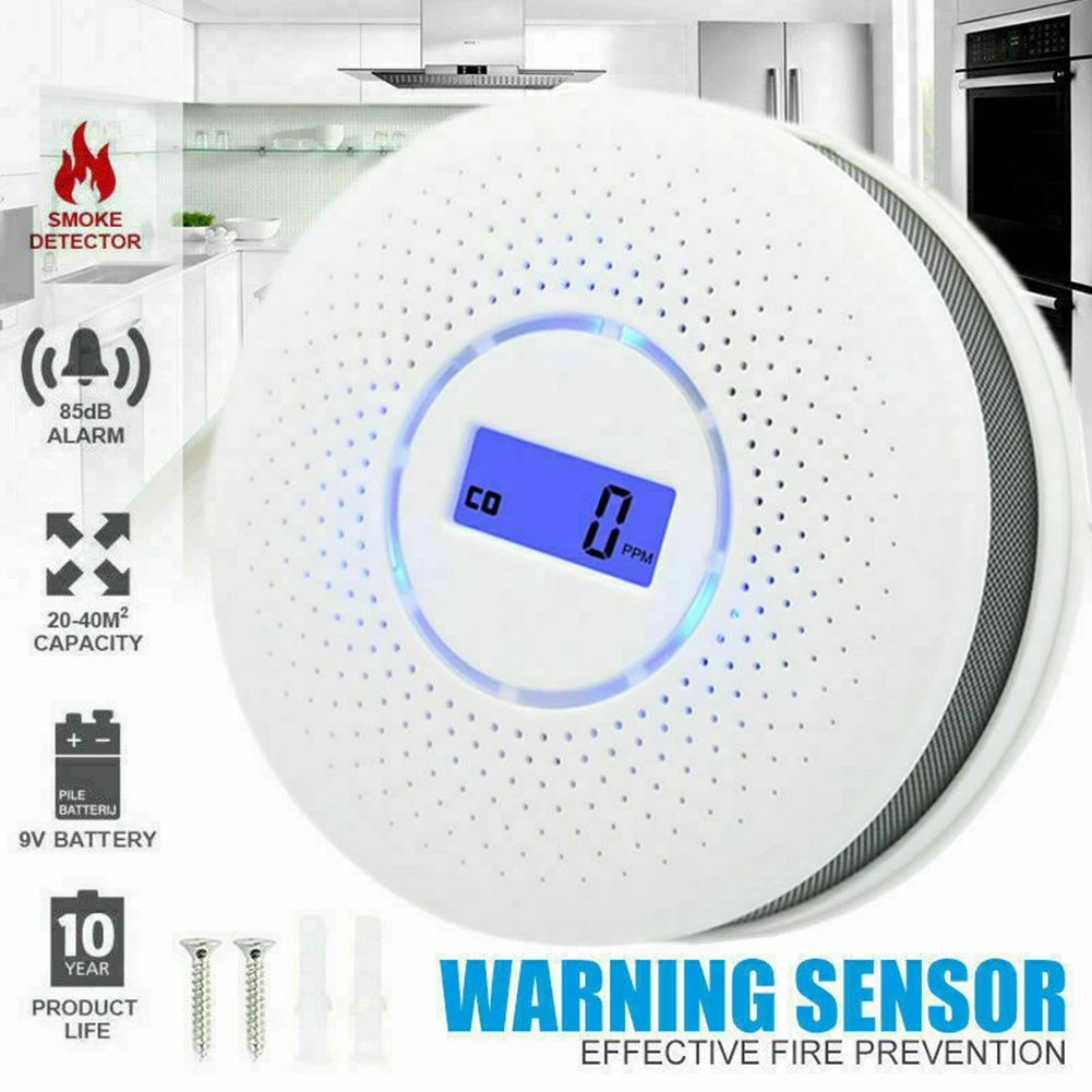 2 in 1 LED Digital Gas Smoke Alarm Co Carbon Monoxide Detector Voice Warn Sensor Home Security Protection Sensitive detector
2 in 1 LED Digital Gas Smoke Alarm Co Carbon Monoxide Detector Voice Warn Sensor Home Security Protection Sensitive detector
