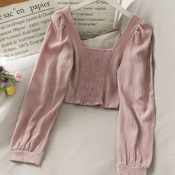 Square-neck Pleated Long-sleeved Shirt Women's Spring 2021 New Slim and Thin Shirt Top Trend womans tops
Square-neck Pleated Long-sleeved Shirt Women's Spring 2021 New Slim and Thin Shirt Top Trend womans tops