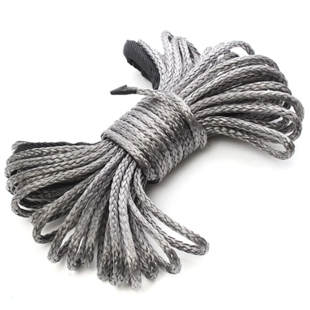 

15m 7700LBs Line Cable with Sheath Synthetic Winch Rope Car Wash Maintenance Auto String ATV UTV Capstan Gray New Towing Rope