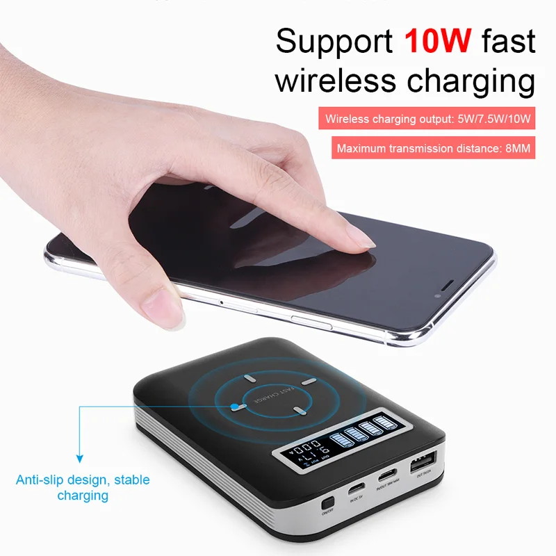 Quick Charge 4*18650 Power Bank Case 10W Wireless Charging USB Charger QC 3.0 PD DIY Shell 18650 battery Holder Charging Box
Quick Charge 4*18650 Power Bank Case 10W Wireless Charging USB Charger QC 3.0 PD DIY Shell 18650 battery Holder Charging Box