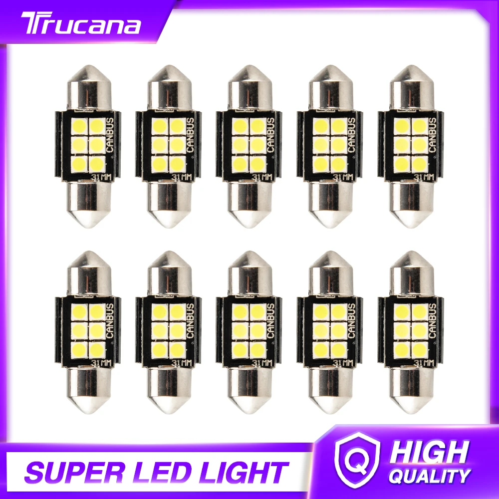 Trucana 10Pcs 31MM Car Led Festoon Lamp 3030 SMD License Plate Lights Canbus Error Free Door Dome Bulbs White 12V DC
Trucana 10Pcs 31MM Car Led Festoon Lamp 3030 SMD License Plate Lights Canbus Error Free Door Dome Bulbs White 12V DC
