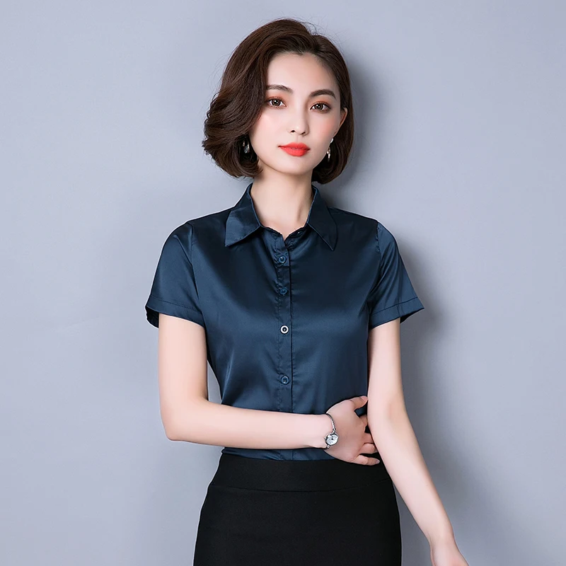 Summer Korean Fashion Satin Women Shirts Turn-down Collar Office Lady Button Up Blouse Black Pink Ladies Tops
Summer Korean Fashion Satin Women Shirts Turn-down Collar Office Lady Button Up Blouse Black Pink Ladies Tops