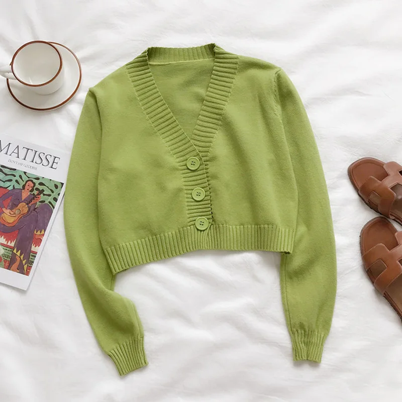 Women Crop Cardigan Sweaters Female Black White Short Sweater V Neck Single Breasted Sweater Knitted Cardigans Autumn Tops
Women Crop Cardigan Sweaters Female Black White Short Sweater V Neck Single Breasted Sweater Knitted Cardigans Autumn Tops