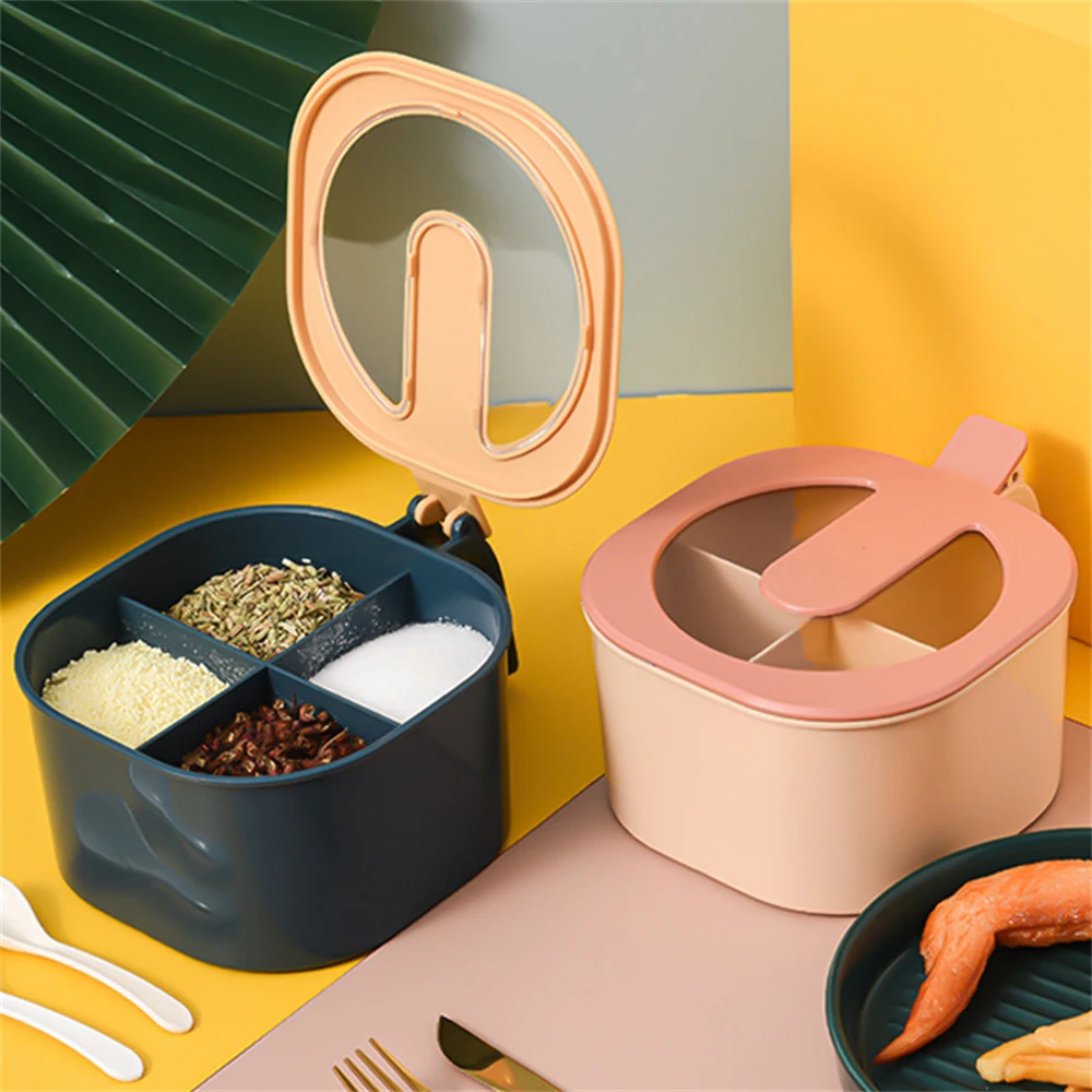 1pc Spice Pots Four Compartment Condiment Multi-Grid Spice Jar Round Storage Box Food Storage Containers Airtight Containers
1pc Spice Pots Four Compartment Condiment Multi-Grid Spice Jar Round Storage Box Food Storage Containers Airtight Containers