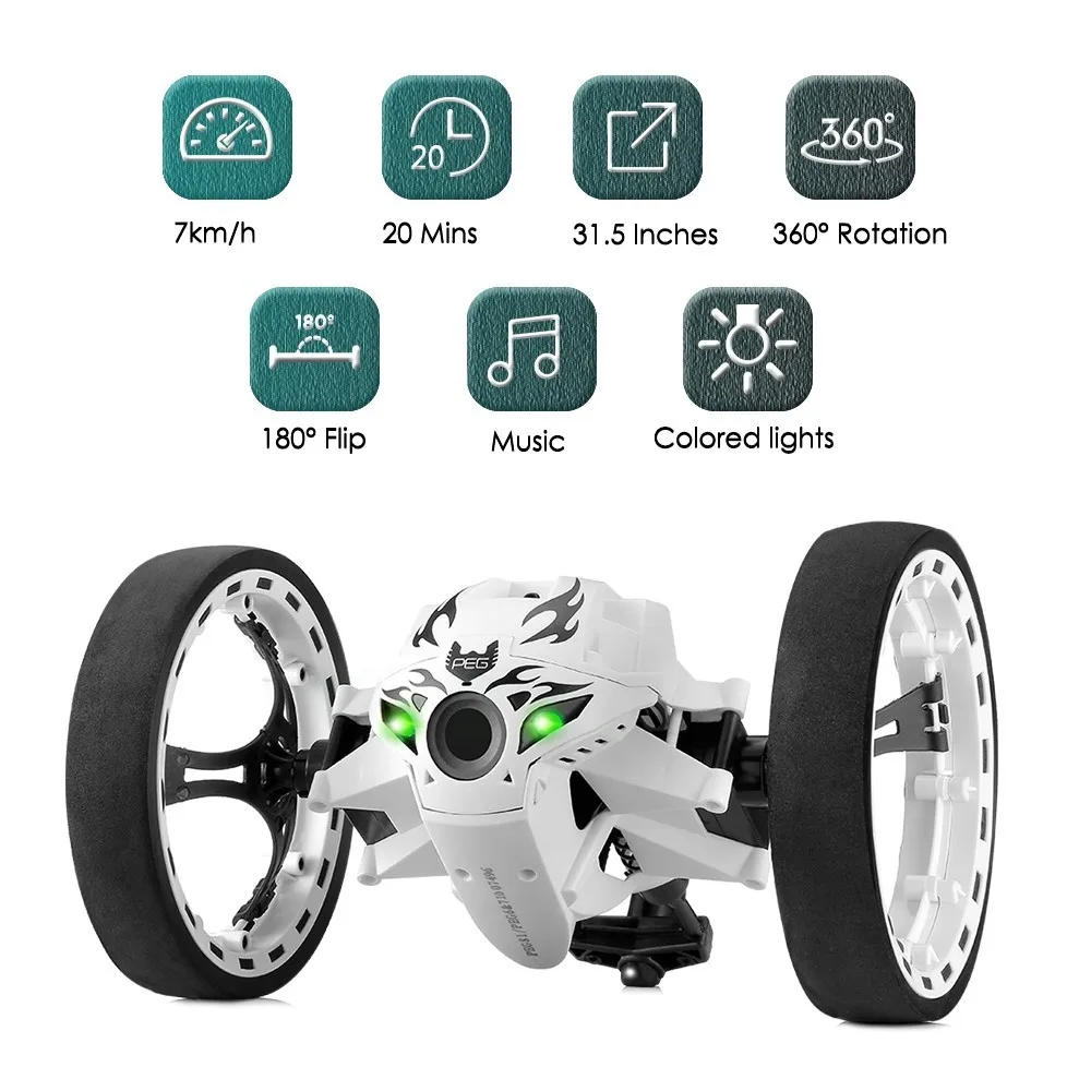 Mini Bounce Car 2.4GHz RC Car with Flexible Wheels Rotation LED Light Remote Control Robot Cars Toys VS PEG SJ88 For Kids Gift
Mini Bounce Car 2.4GHz RC Car with Flexible Wheels Rotation LED Light Remote Control Robot Cars Toys VS PEG SJ88 For Kids Gift