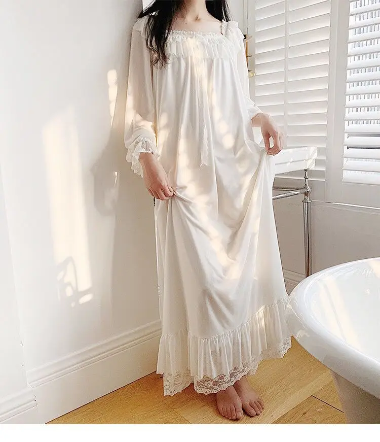 Fairy Nightgown for Women Summer Long Sleeve Princess Ankle-length Nightdress Palace Style Lace Stitching Sexy Mesh Sleepwear
Fairy Nightgown for Women Summer Long Sleeve Princess Ankle-length Nightdress Palace Style Lace Stitching Sexy Mesh Sleepwear