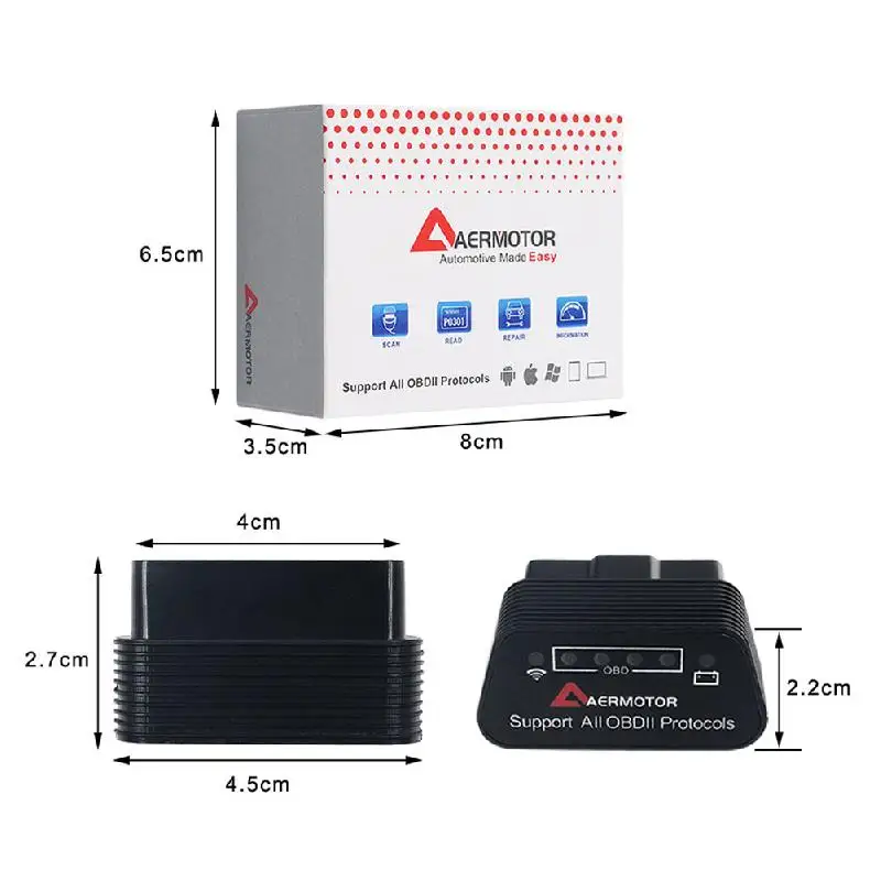 Aermotor ELM327 WIFI OBD2 Support Android Car Fault Detector Suitable for Android & Apple
Aermotor ELM327 WIFI OBD2 Support Android Car Fault Detector Suitable for Android & Apple