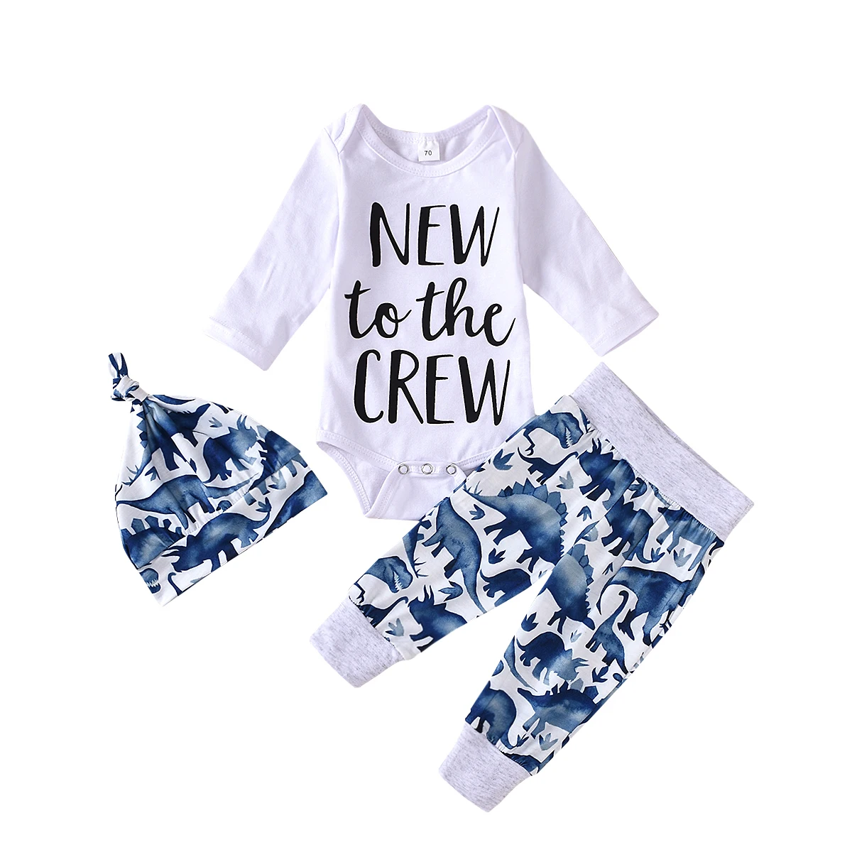 Three Piece Baby Boy’s 0-18M Clothes Unique Letter Long Sleeve Jumpsuit Cute Dinosaur Long Pants with Hat
Three Piece Baby Boy’s 0-18M Clothes Unique Letter Long Sleeve Jumpsuit Cute Dinosaur Long Pants with Hat
