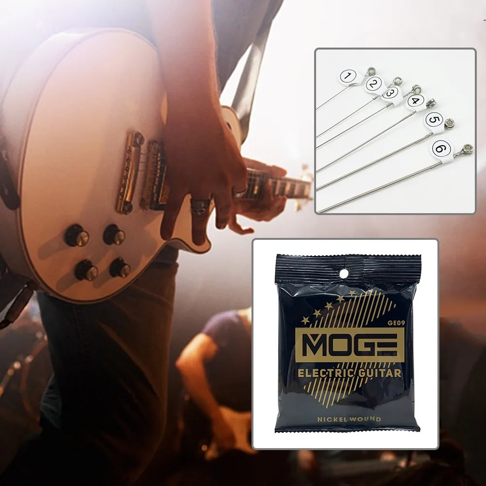 Metal Electric Guitar Strings Set MOGE GE09 Practiced Hexagonal Steel 6 String 09-42inch For Guitar Parts Musical Instrument
Metal Electric Guitar Strings Set MOGE GE09 Practiced Hexagonal Steel 6 String 09-42inch For Guitar Parts Musical Instrument