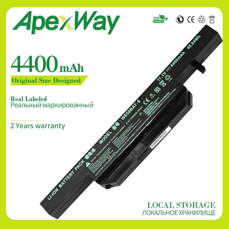 Apexway 4400 mAh Laptop Battery for Hasee K610C K650D K570N K710C K590C K750D series Clevo W650S W650BAT-6 batterie
Apexway 4400 mAh Laptop Battery for Hasee K610C K650D K570N K710C K590C K750D series Clevo W650S W650BAT-6 batterie