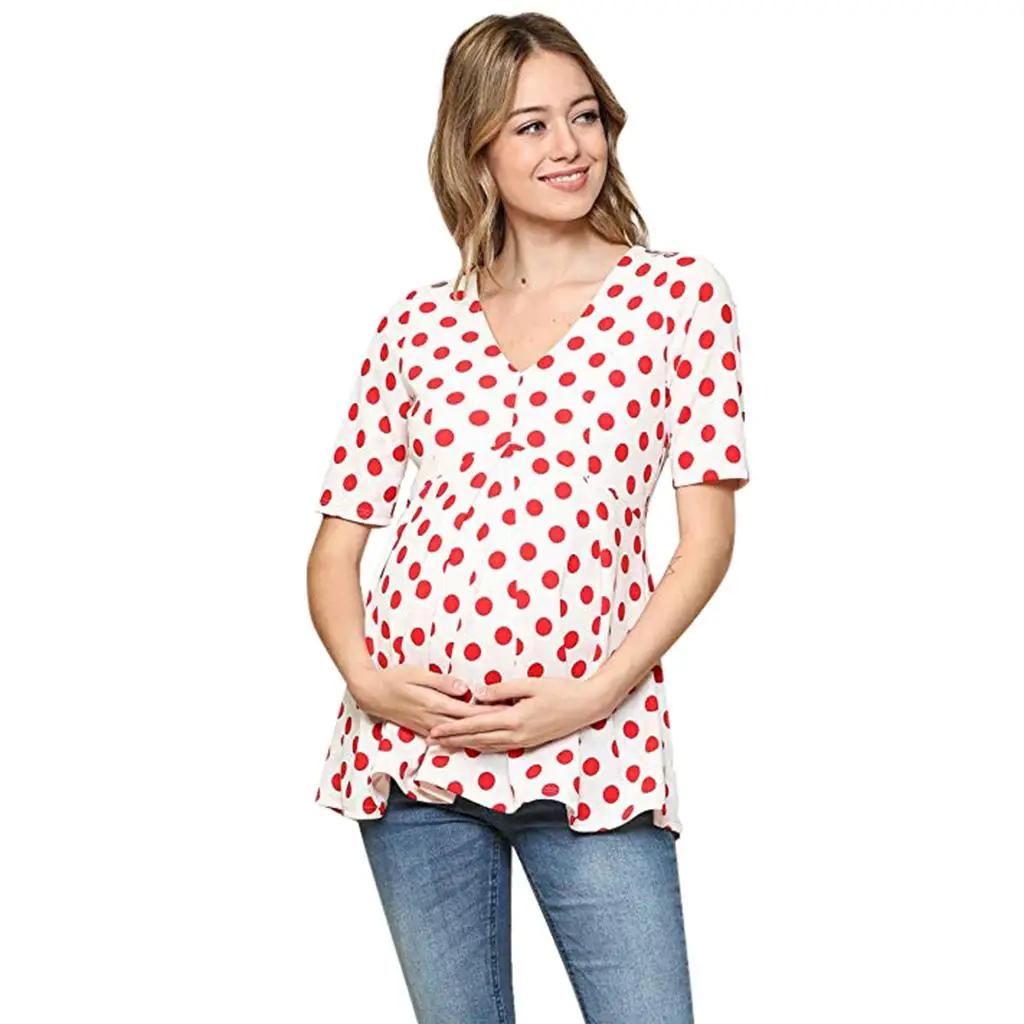 New Style Pregnant Women Ruffles Blouses Maternity Clothes Wave Polka Dot Short Sleeve Shirts O Neck Tops Soft Blouse S-2XL
New Style Pregnant Women Ruffles Blouses Maternity Clothes Wave Polka Dot Short Sleeve Shirts O Neck Tops Soft Blouse S-2XL
