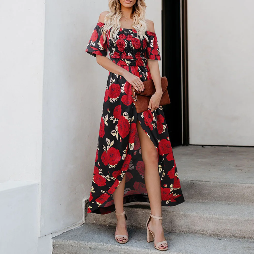 2021 Women Sexy Floral Dress Summer Split Maxi Beach Sundress Off Backless Dress Boho Long Dresses Vestidos Femme
2021 Women Sexy Floral Dress Summer Split Maxi Beach Sundress Off Backless Dress Boho Long Dresses Vestidos Femme