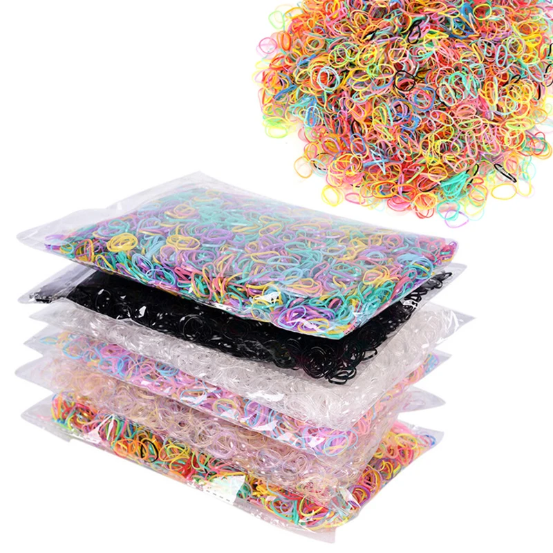 

3000pcs/bag Kids Child Baby TPU Hair Holders Rubber Bands Elastics Girl's Tie Gum Rubber Hairband Rope Ponytail Holder