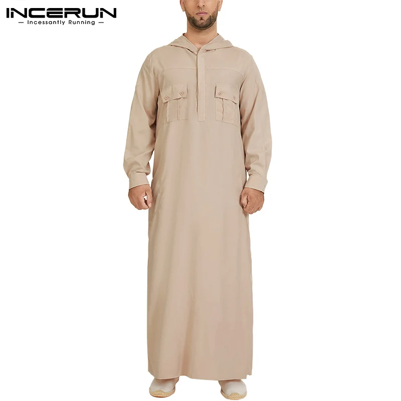 Men Muslim Jubba Thobe Islamic Arabic Kaftan Hooded Long Sleeve Pockets Robes Solid Color Dubai Saudi Arabia Men Clothes INCERUN
Men Muslim Jubba Thobe Islamic Arabic Kaftan Hooded Long Sleeve Pockets Robes Solid Color Dubai Saudi Arabia Men Clothes INCERUN