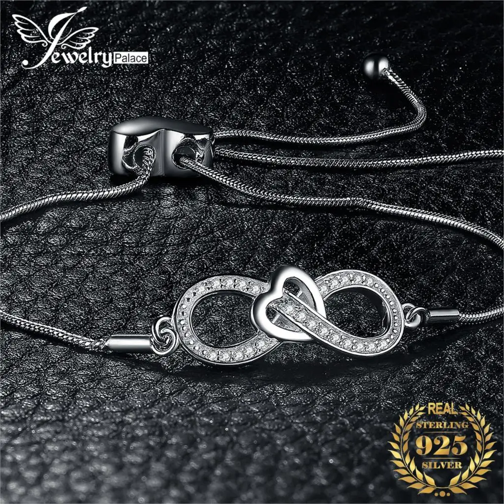 JewelryPalace бесконечность сердце 0.12ct кубический цирконий Регулируемый Blacelets и