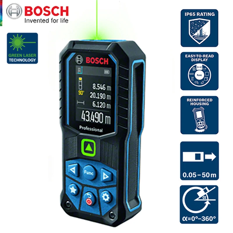 Лазерный дальномер Bosch 2-в-1, профессиональный измеритель расстояния с зеленым лазером, цифровой измерительный прибор, 50 м
Лазерный дальномер Bosch 2-в-1, профессиональный измеритель расстояния с зеленым лазером, цифровой измерительный прибор, 50 м