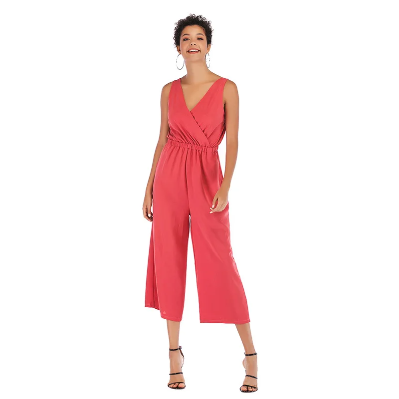 European and American trade sling chiffon one-piece trouser suit summer wide leg trousers women
European and American trade sling chiffon one-piece trouser suit summer wide leg trousers women