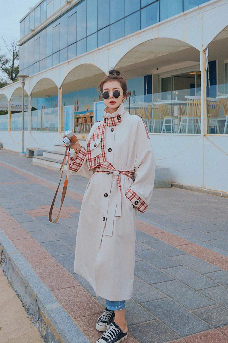 Trench Coat for Women Fashion Splice Red Plaid Loose Casual Long Windbreaker Female Elegant Korean Bandage Jacket Spring Autumn
Trench Coat for Women Fashion Splice Red Plaid Loose Casual Long Windbreaker Female Elegant Korean Bandage Jacket Spring Autumn
