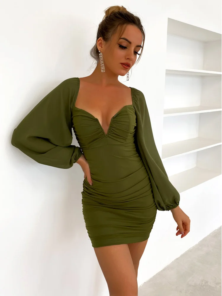 DGIRL Women's Dress Commuter Green V-neck Mesh Short Skirt Pure Color Wrapped Chest High Waist Dress 2021 Spring and Autumn
DGIRL Women's Dress Commuter Green V-neck Mesh Short Skirt Pure Color Wrapped Chest High Waist Dress 2021 Spring and Autumn