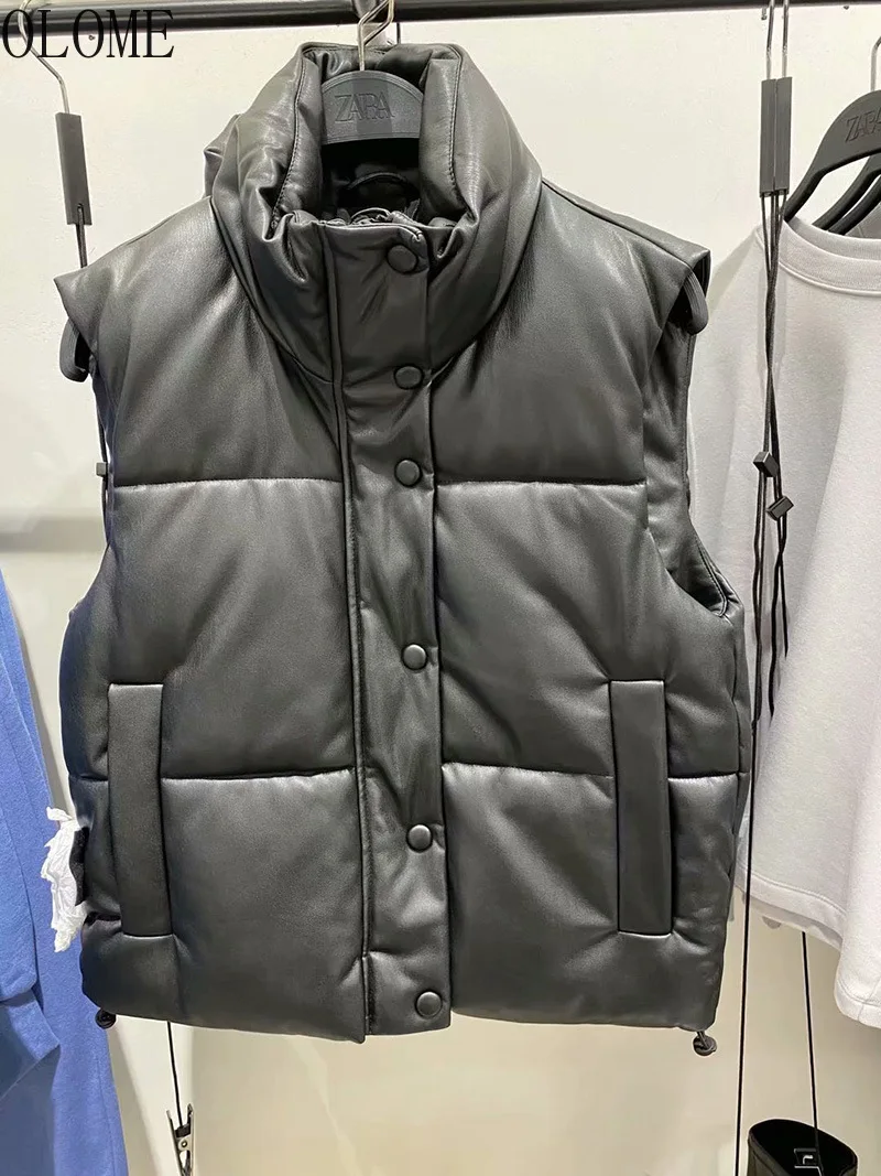 OLOME Black Warm Vest Jacket Women Casual Zipper Faux Leather Coat Punk Korean Outwear 2021 Women Vest Woman Jacket
OLOME Black Warm Vest Jacket Women Casual Zipper Faux Leather Coat Punk Korean Outwear 2021 Women Vest Woman Jacket