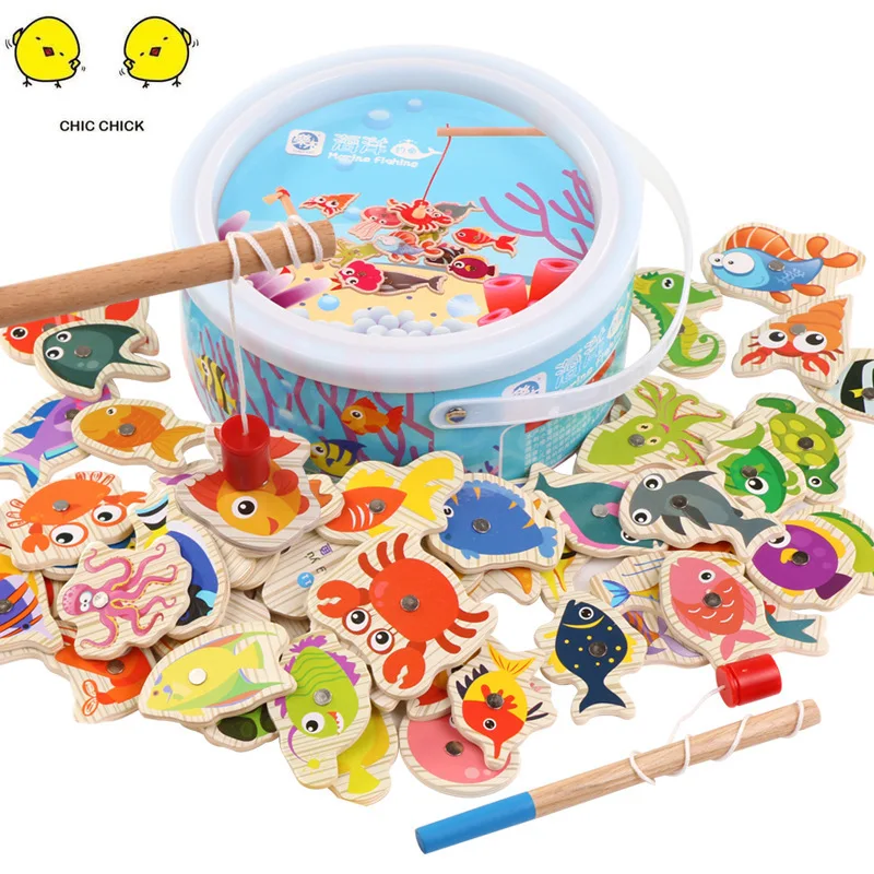 60 шт. в наборе магнитная игрушка для рыбалки Детская удочка 3D Рыба детские