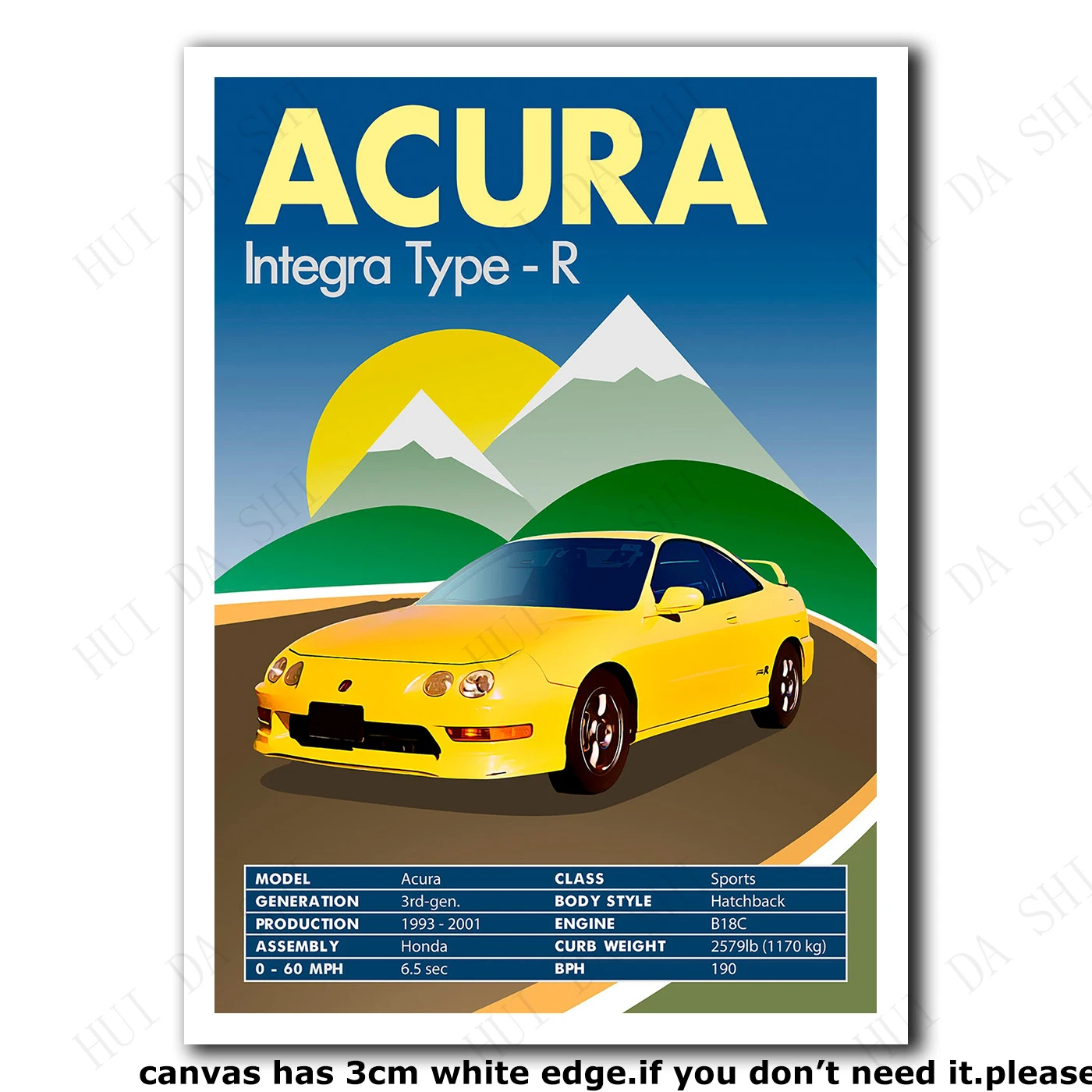 Home Decor Canvas Print Poster Retro Vintage Classic Car Poster Acura Integra Type-R 
Home Decor Canvas Print Poster Retro Vintage Classic Car Poster Acura Integra Type-R