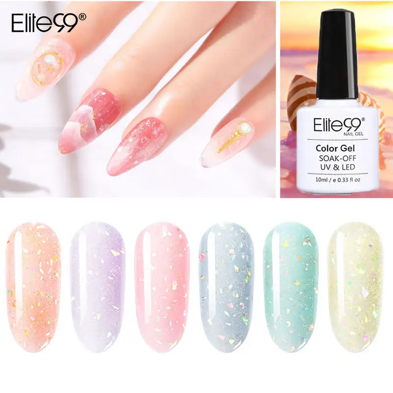 Elite99 10ml Crystal Shell Gel Nail Polish Soak Off Shimmer Glitter Vernis Semi Permanent Hybrid Varnish For Art | Красота и здоровье
