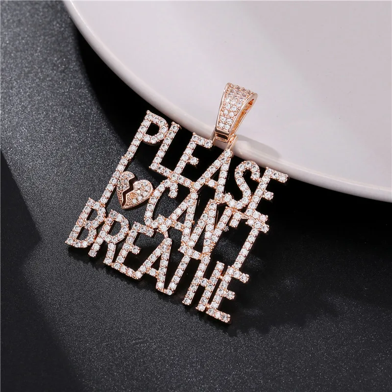 Hip Hop Men Rock Necklace Rhinestone Zircon Luxury Classic Letter Pendant Chain Unisex Gift Jewelry Wedding Necklace