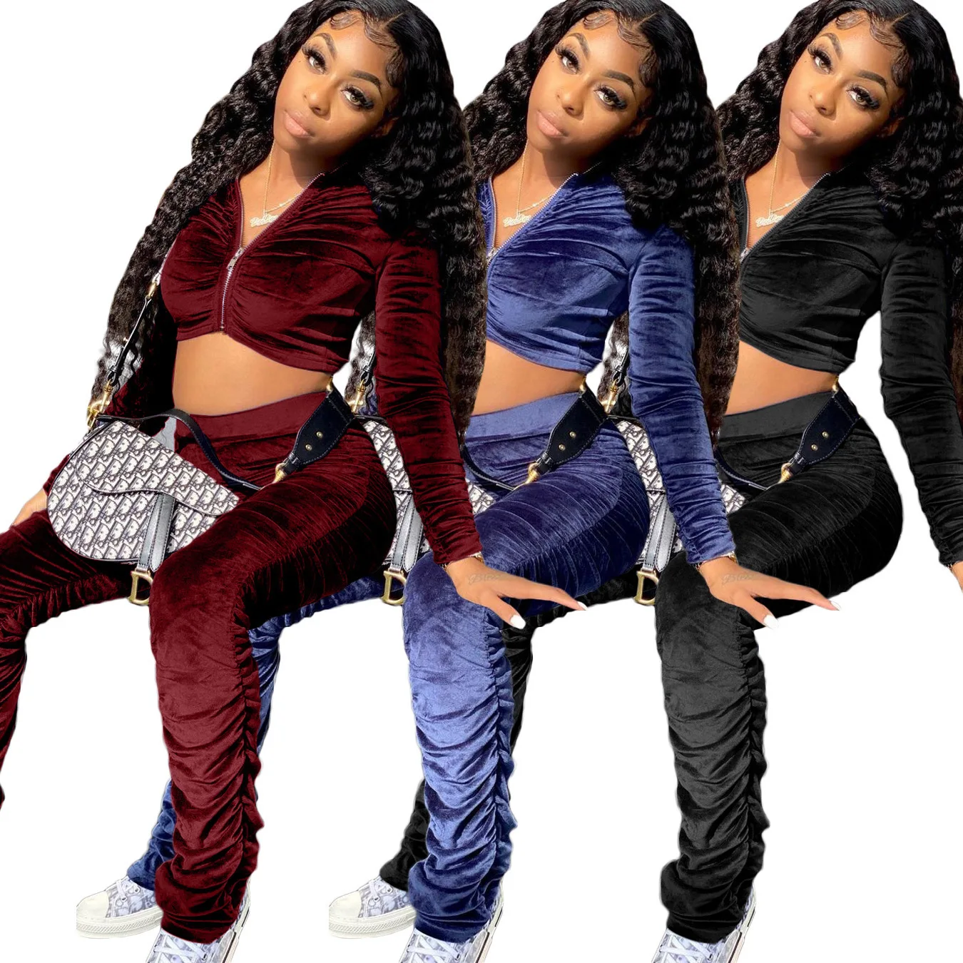 2020 Women's Clothing Set Fashion Sexy Women's Solid Gold Velvet Dress Pants Two-Piece Set
2020 Women's Clothing Set Fashion Sexy Women's Solid Gold Velvet Dress Pants Two-Piece Set