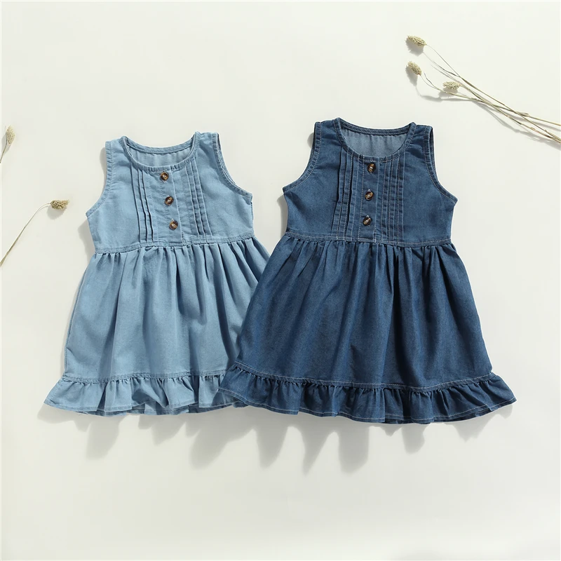 Kids Dress, 1Pc Girls Solid Color Ruffled Round Neck Sleeveless for Summer, Dark Blue/Light Blue, 1-6 Years
Kids Dress, 1Pc Girls Solid Color Ruffled Round Neck Sleeveless for Summer, Dark Blue/Light Blue, 1-6 Years