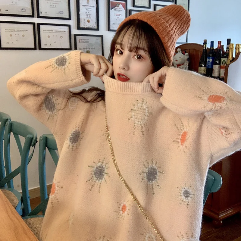 Autumn Floral Jacquard Knitted Sweater Women Vintage O-neck Ladies Pullovers Female Streetwear Loose Jumper Casual Knitwear 
Autumn Floral Jacquard Knitted Sweater Women Vintage O-neck Ladies Pullovers Female Streetwear Loose Jumper Casual Knitwear