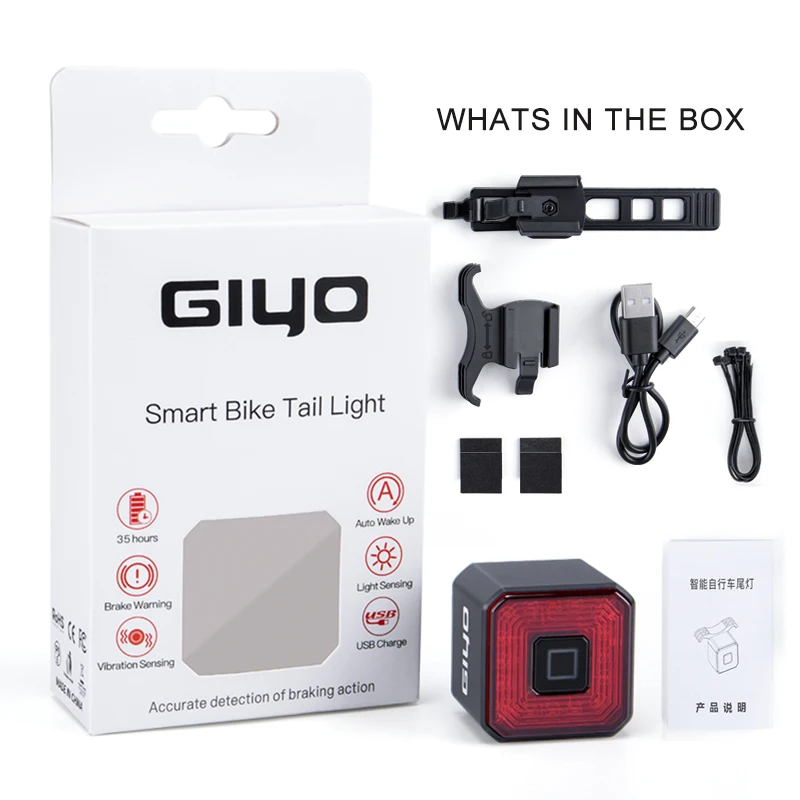 GIYO Smart Bicycle Light Rear Taillight Bike Accessories Auto On/Off USB Rechargeable Stop Signal Brake Lamp LED Safety Lantern
GIYO Smart Bicycle Light Rear Taillight Bike Accessories Auto On/Off USB Rechargeable Stop Signal Brake Lamp LED Safety Lantern