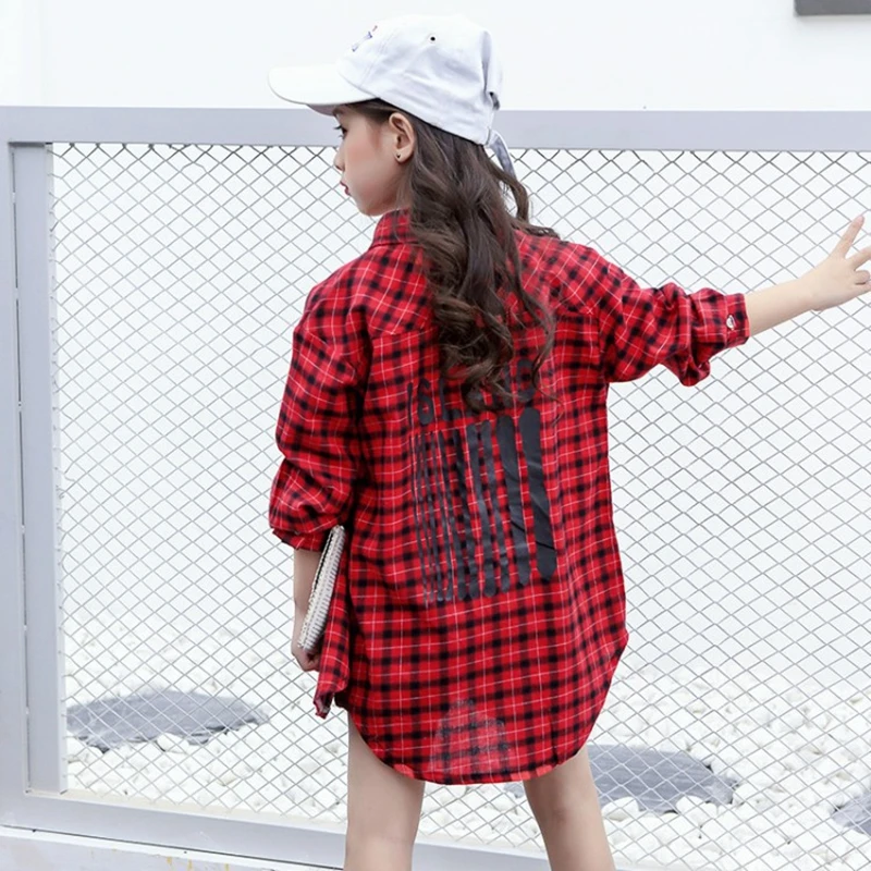 Girls Shirts Long Plaid Tops Spring Autumn Clothes Korean Children's Shirt Student Letter Long Sleeve Blouse Fashion Costumes
Girls Shirts Long Plaid Tops Spring Autumn Clothes Korean Children's Shirt Student Letter Long Sleeve Blouse Fashion Costumes