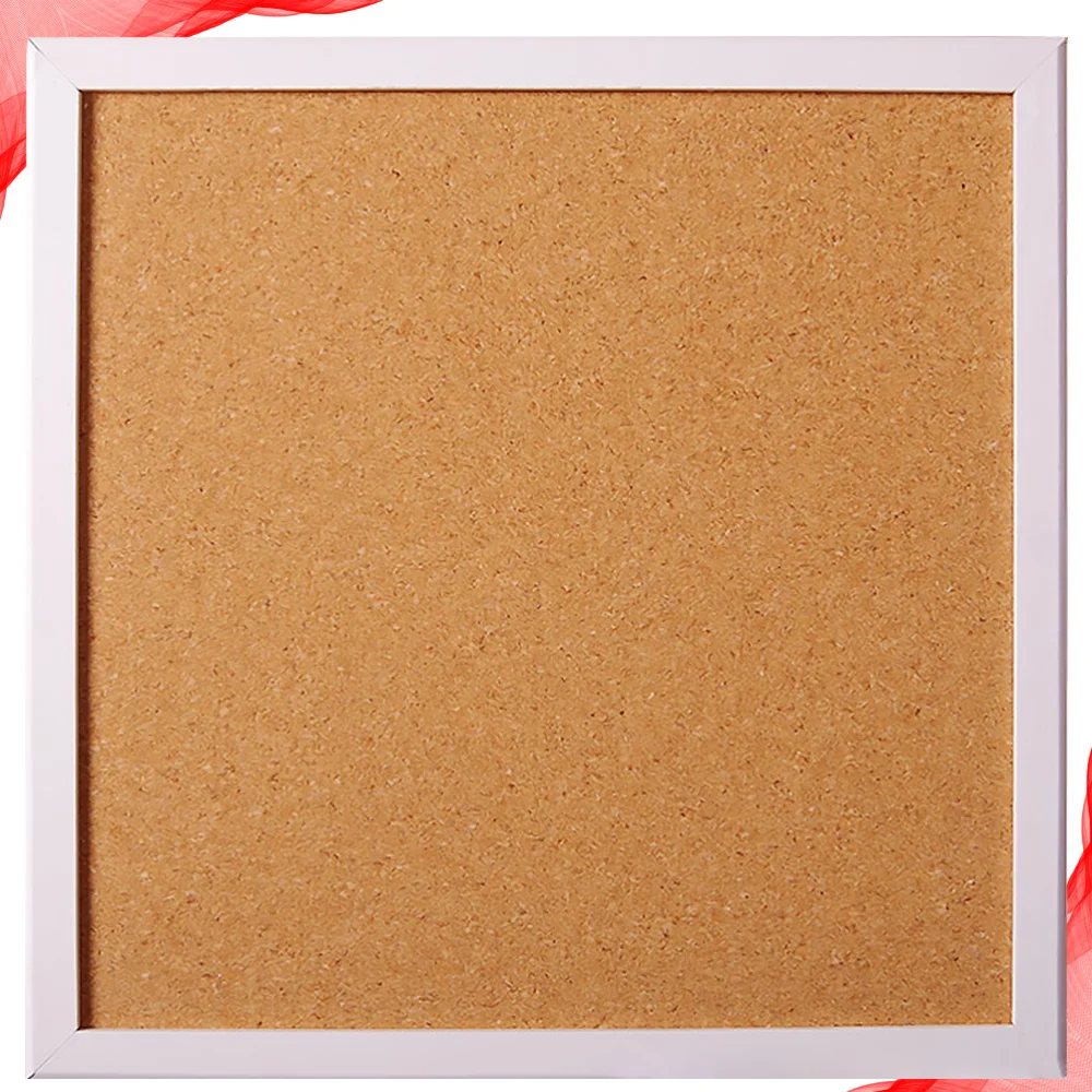 

1pc Cork Board Bulletin Board Wall Bulletin Board Single White Pine Frame for Home Office School (Khaki 30x30cm)