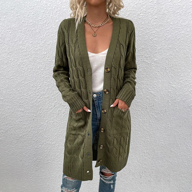 Autumn Winter Knitwear Long Cardigan Women Long Sleeve Twist Sweater Female New Single-breasted Cardigan Largo Mujer Vintage
Autumn Winter Knitwear Long Cardigan Women Long Sleeve Twist Sweater Female New Single-breasted Cardigan Largo Mujer Vintage