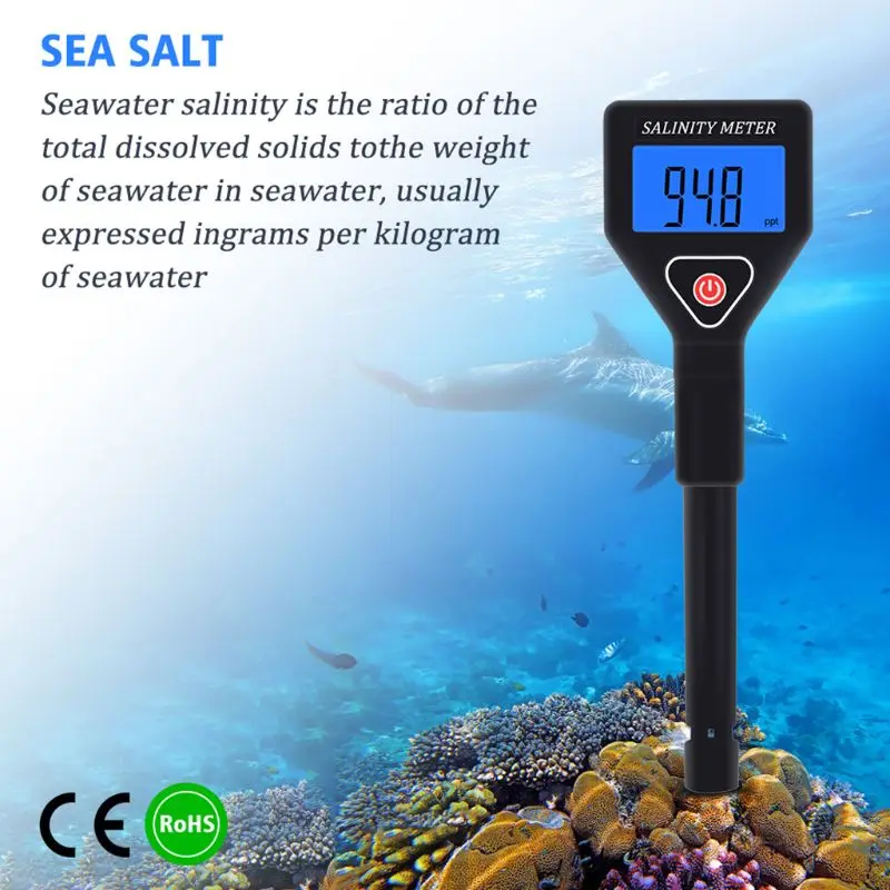 

Портативный Измеритель солености, галометр для морской воды, тестер солености еды, измеритель концентрации соли для еды, сельского хозяйст...