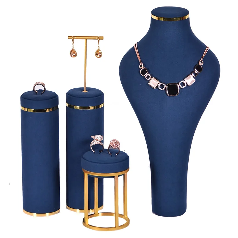 JINSKY Jewelry Display Sets Metal Microfiber Display Props Stand Earring Necklace Pendant Ring Display Holder Navy Series
JINSKY Jewelry Display Sets Metal Microfiber Display Props Stand Earring Necklace Pendant Ring Display Holder Navy Series