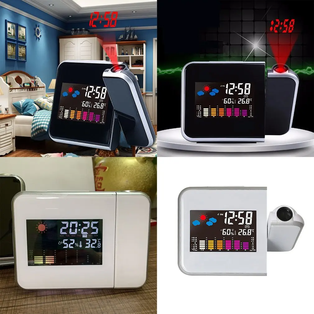 LED Digital Projection Alarm Clock Temperature Thermometer Humidity Hygrometer Desk Time Projector Clock USB Charger Table Clock
LED Digital Projection Alarm Clock Temperature Thermometer Humidity Hygrometer Desk Time Projector Clock USB Charger Table Clock