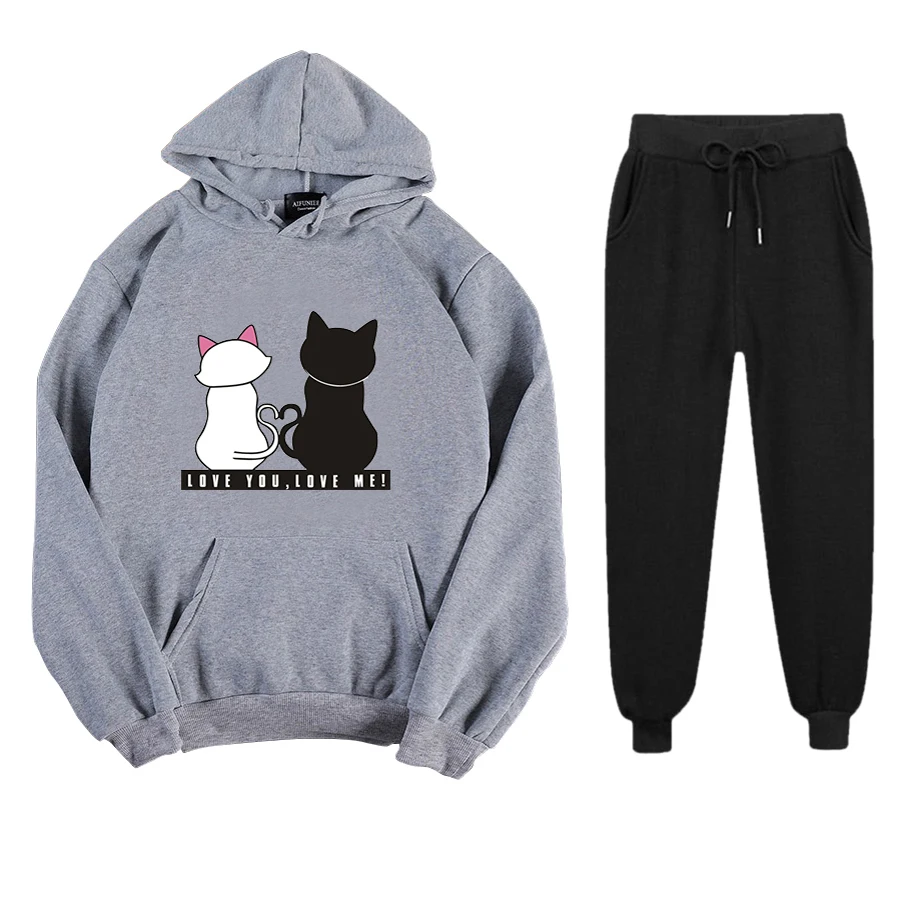 Abrini Women Autumn Fleece Tracksuits Harajuku Cats Print Sets Hoodies and Trousers Two pieces Sets Women 2021 Winter
Abrini Women Autumn Fleece Tracksuits Harajuku Cats Print Sets Hoodies and Trousers Two pieces Sets Women 2021 Winter