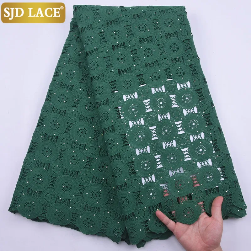 SJD LACE 5Yards African Lace Fabric High Quality Water Soluble Guipure Cord Lace With Stones Nigerian Lace Fabric For Party2181B 
SJD LACE 5Yards African Lace Fabric High Quality Water Soluble Guipure Cord Lace With Stones Nigerian Lace Fabric For Party2181B