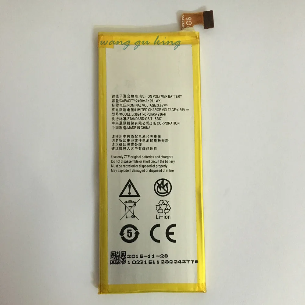 

3.8V 2400mAh Li3824T43P6hA54236-H For ZTE Blade S6 5.0" QingYang 2 G717C G718C A880 B880 Nubia Z7 mini NX507J Battery